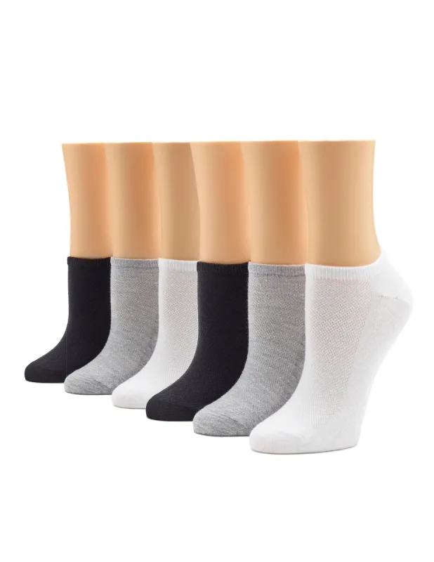 Cotton Mesh Sport No Show Sock 6 Pair Pack sold by HUE