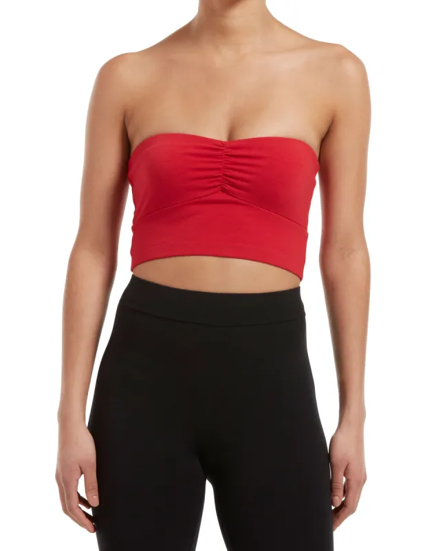 Ruched Blackout Cotton Midriff Bandeau sold by HUE