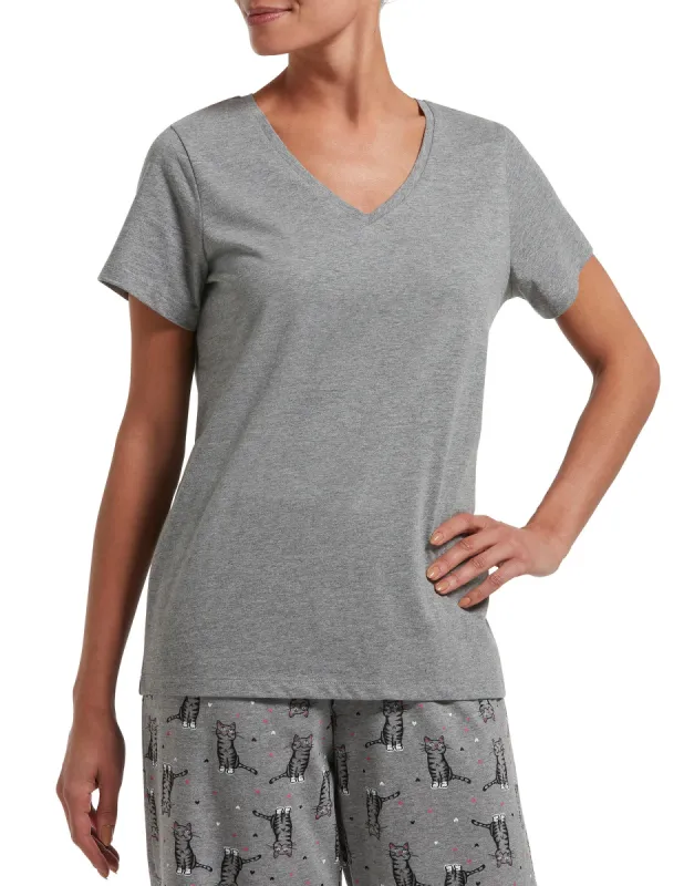 SleepWell V-Neck Short Sleeve Tee sold by HUE