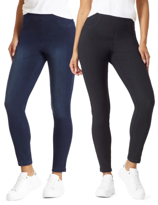 Solid Reversible Denim Legging sold by HUE