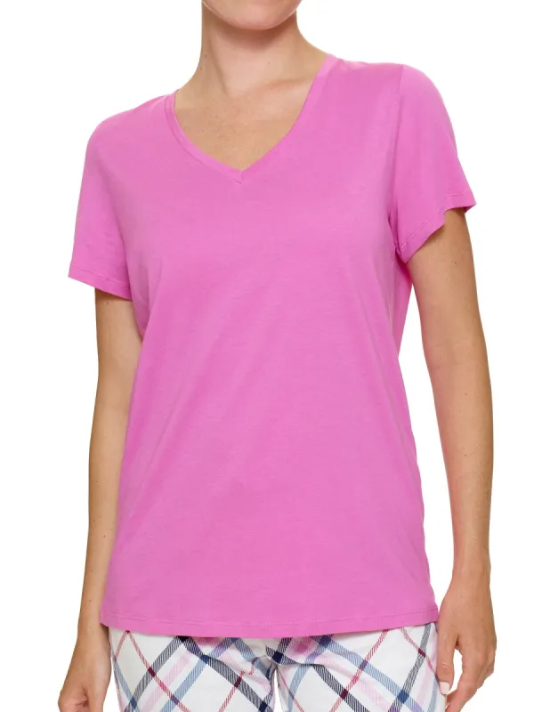 Short Sleeve V-Neck PJ Tee sold by HUE