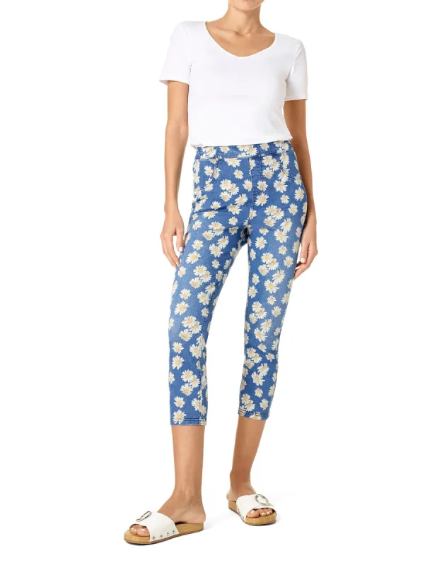 Hi-Rise Daisy Denim Capri Legging sold by HUE