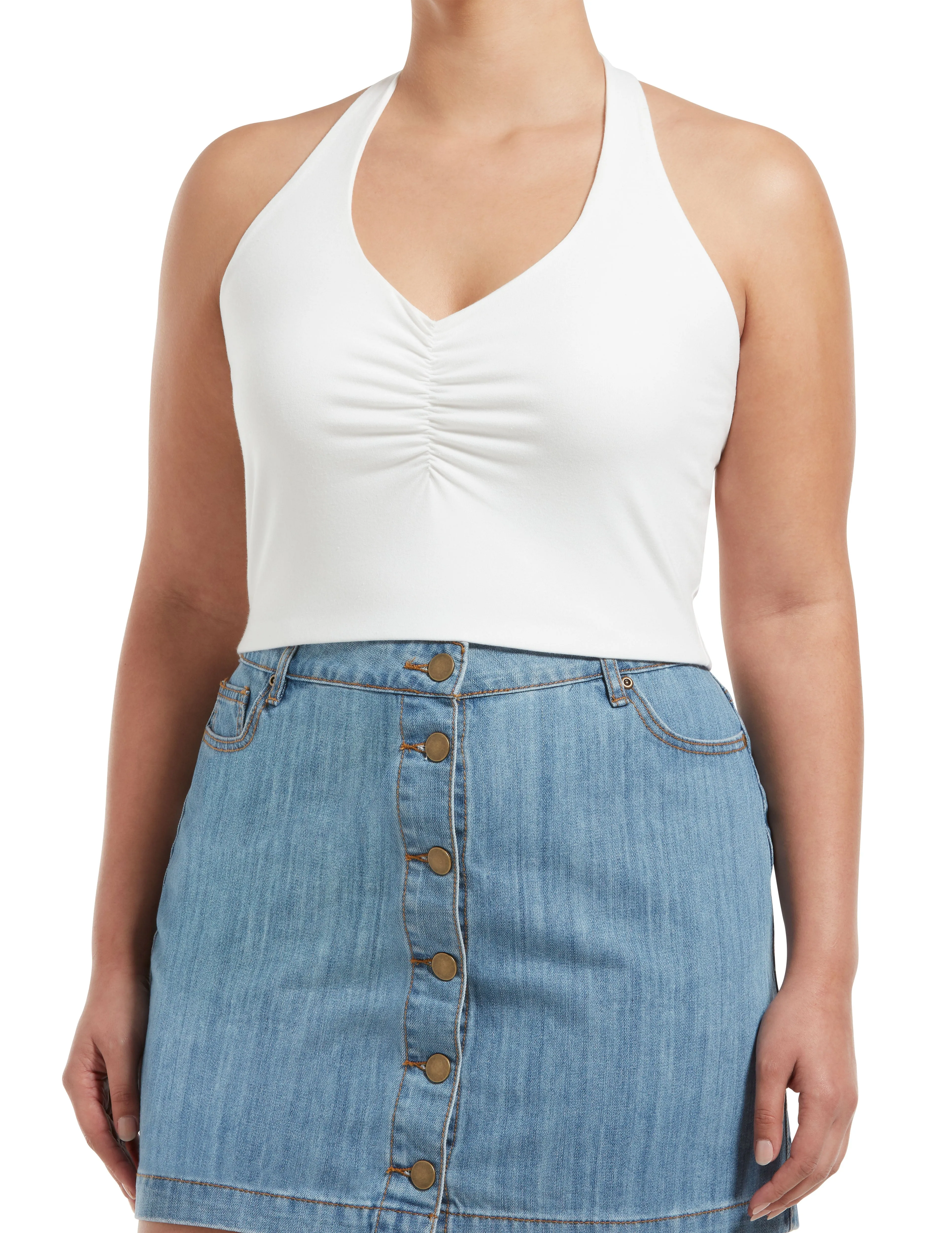 Ruched Blackout Cotton Halter Midriff Bandeau sold by HUE product image thumbnail 2