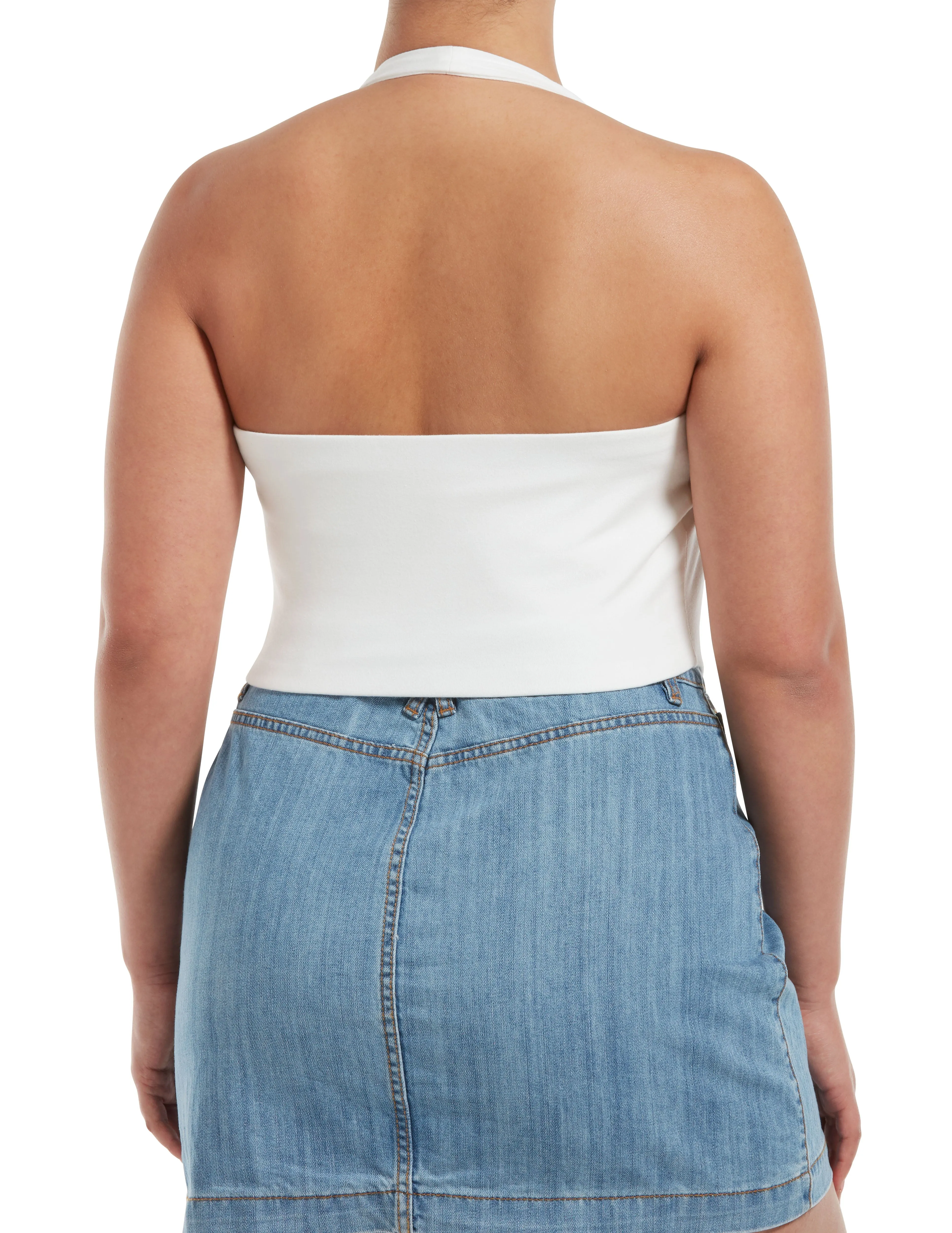 Ruched Blackout Cotton Halter Midriff Bandeau sold by HUE product image thumbnail 3