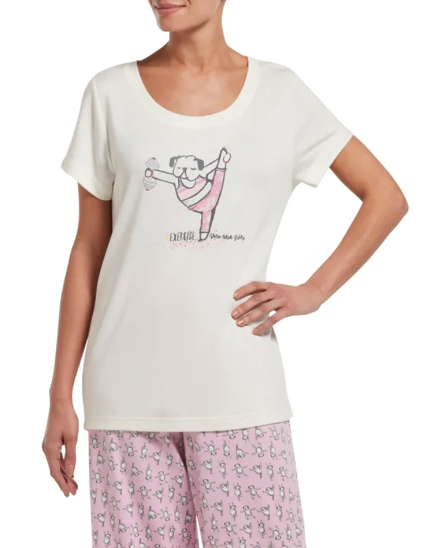 Exercise Dog Short Sleeve PJ Tee sold by HUE