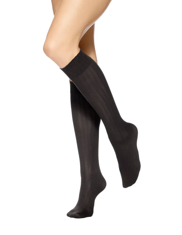 Cable/Rib/Opaque Assorted Knee Hi 4 Pair Pack sold by HUE