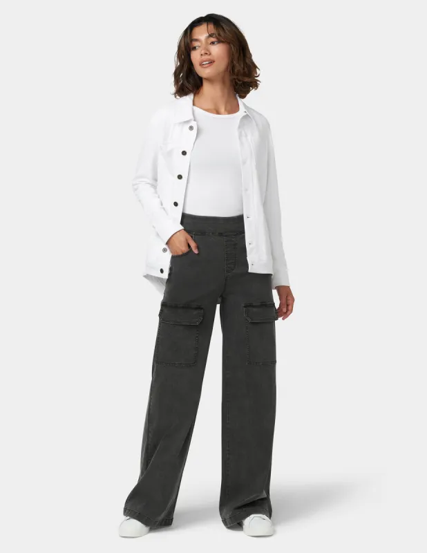 Wide Leg Denim Cargo made by HUE