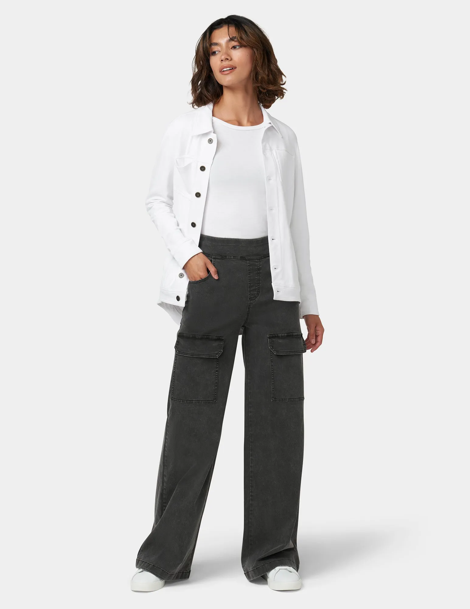 Wide Leg Denim Cargo sold by HUE