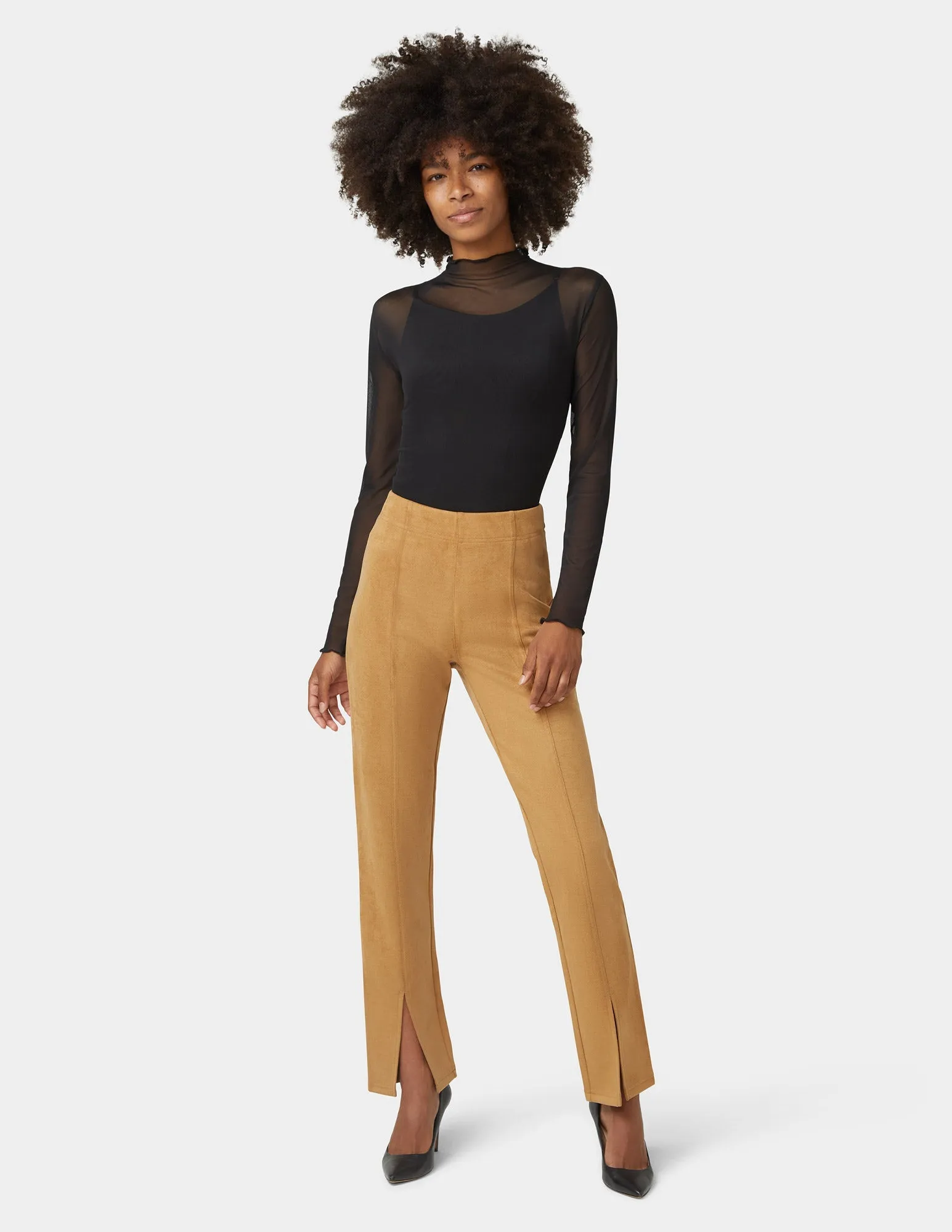 Hi-Rise Suede Straight Legging sold by HUE