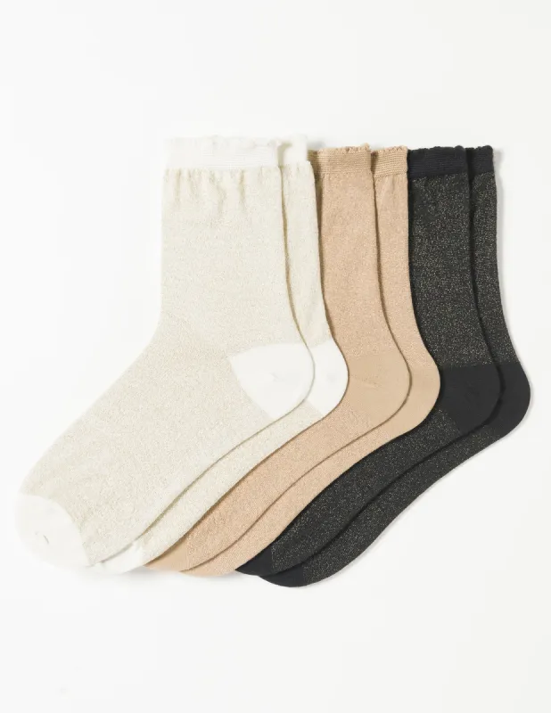 Shimmer Nights Crew Sock 3 Pair Pack sold by HUE