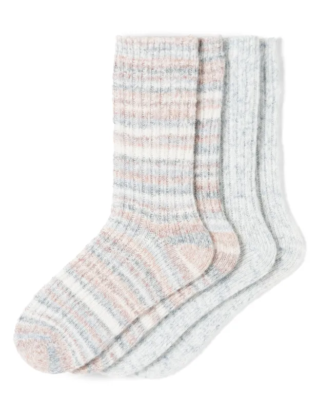 Striped Tweed Cozy Crew 2 Pair Pack sold by HUE