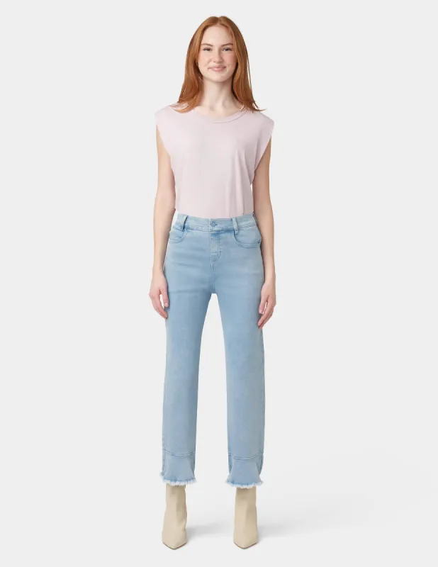Ruffle Hem Denim Skimmer sold by HUE