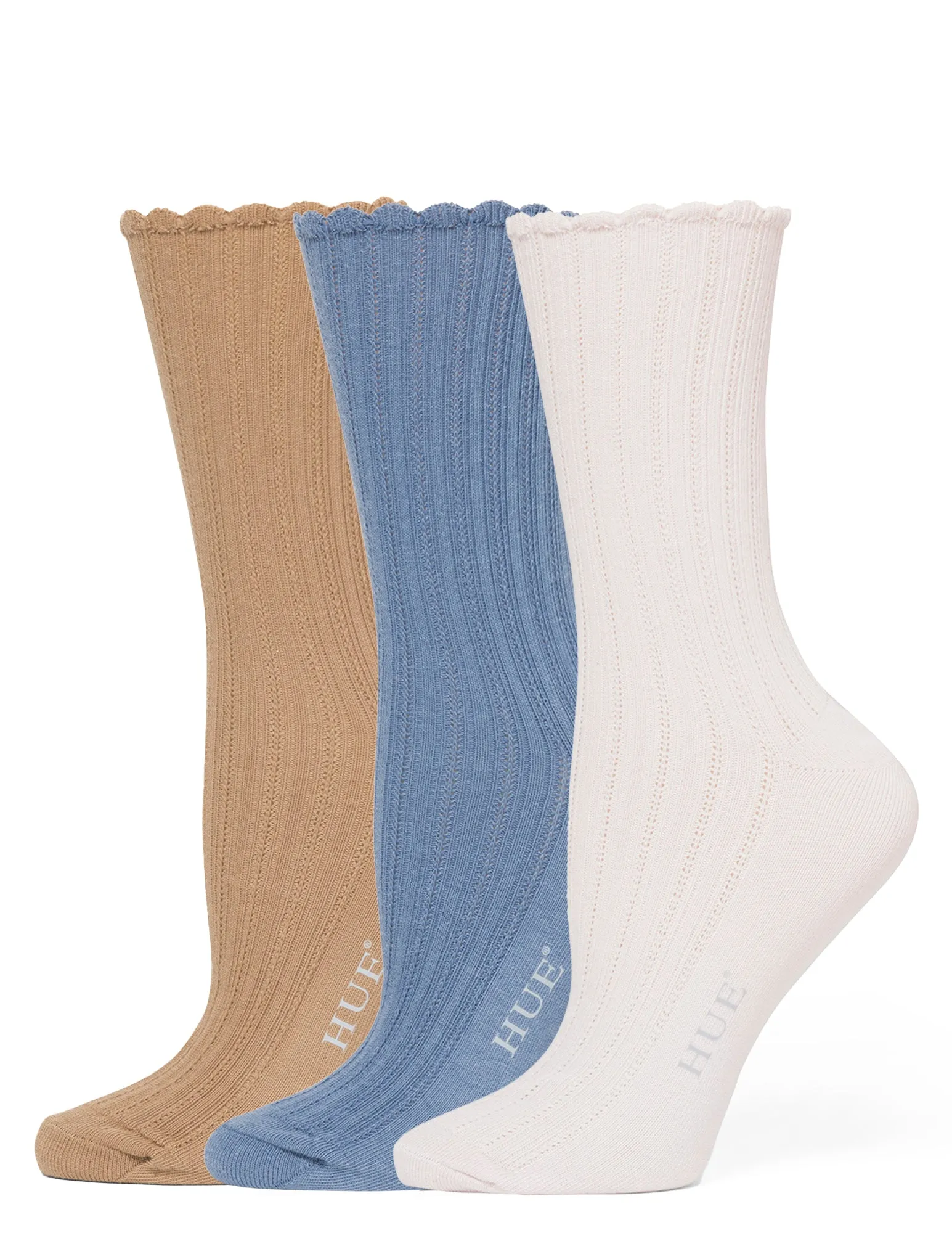 Scalloped Pointelle Crew 3 Pair Pack sold by HUE product image thumbnail 2