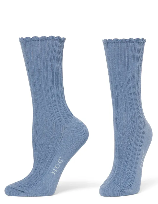 Scalloped Pointelle Sock sold by HUE