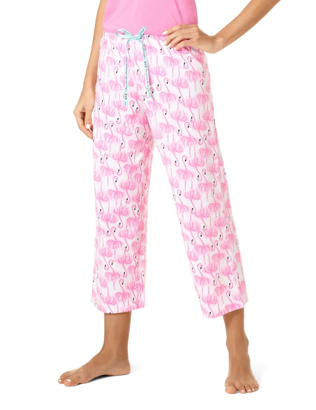 Flamingo Party Capri PJ Pant White sold by HUE