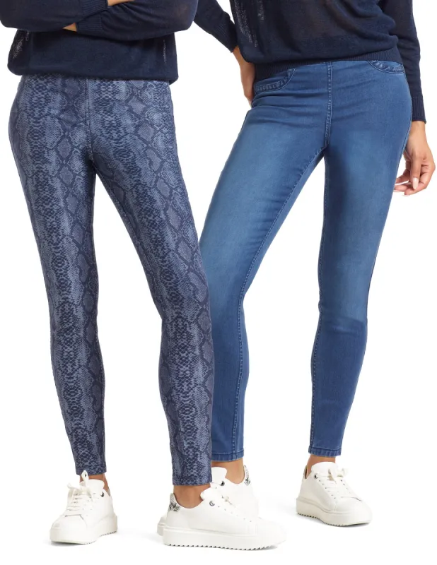 Snake Reversible Denim High Rise Leggings sold by HUE