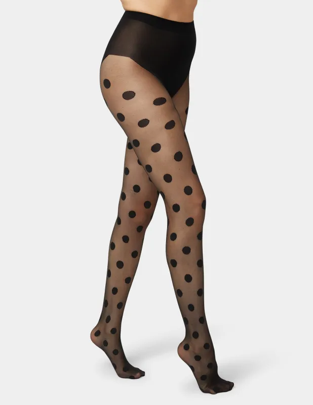 Oversized Dot Sheer with Control Top sold by HUE