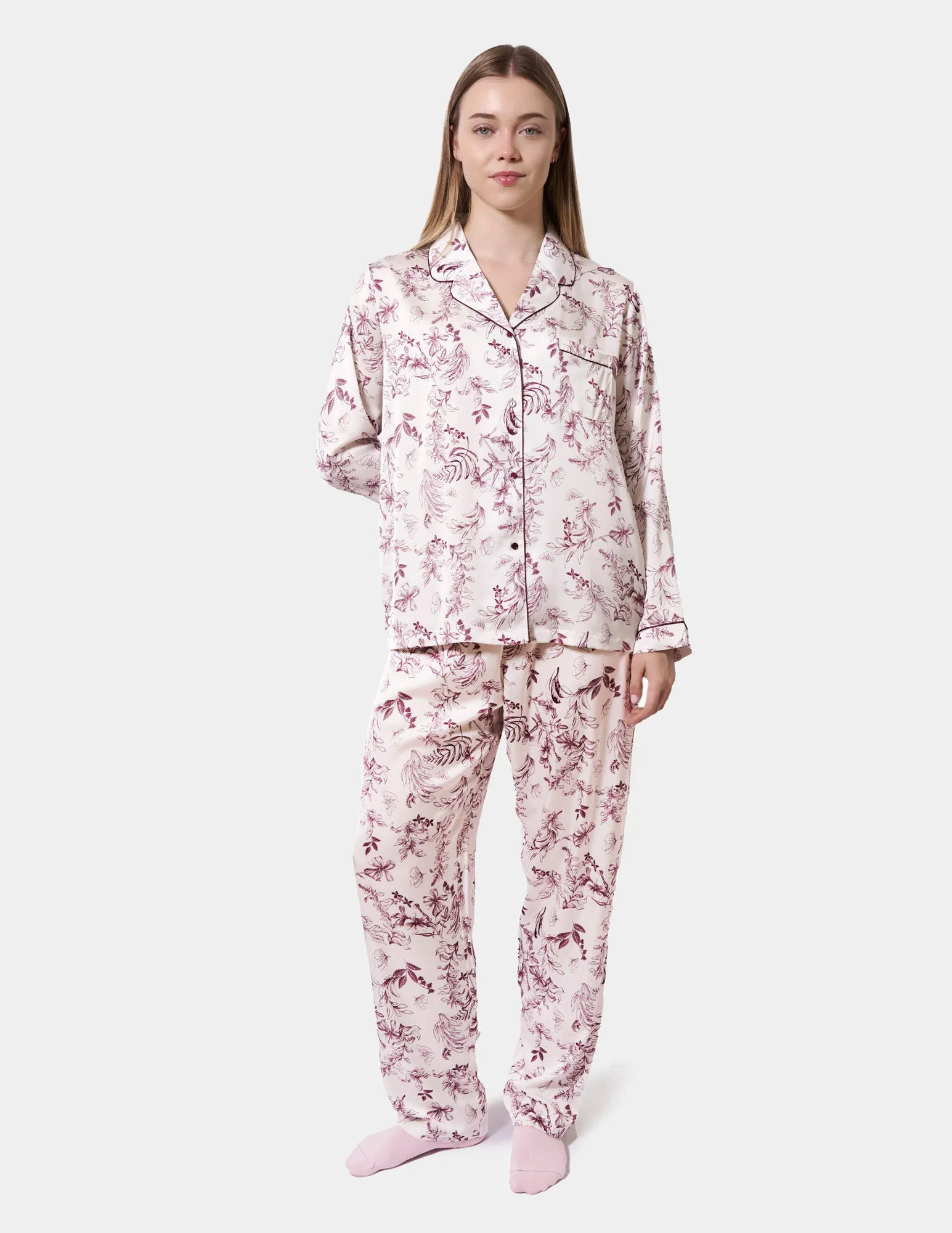 Floral Satin PJ Set sold by HUE