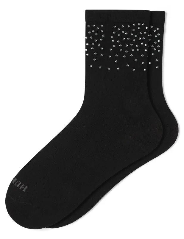 Rhinestone Border Crew Sock sold by HUE