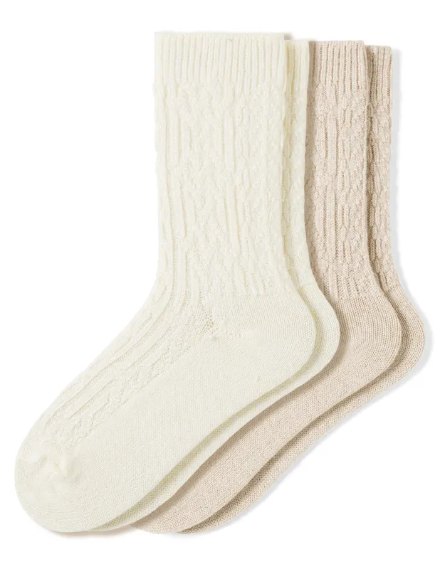 Cable Crew Sock 2 Pair Pack sold by HUE