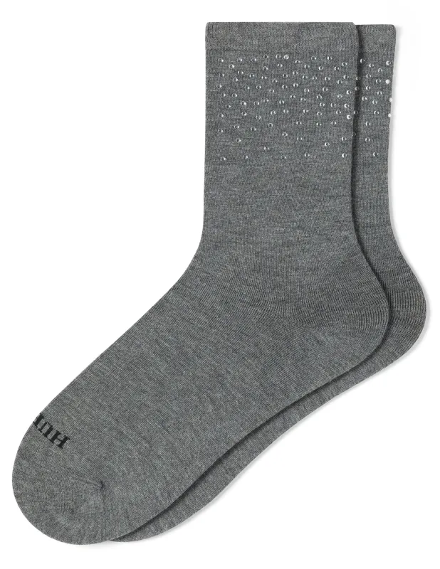 Rhinestone Border Crew Sock sold by HUE