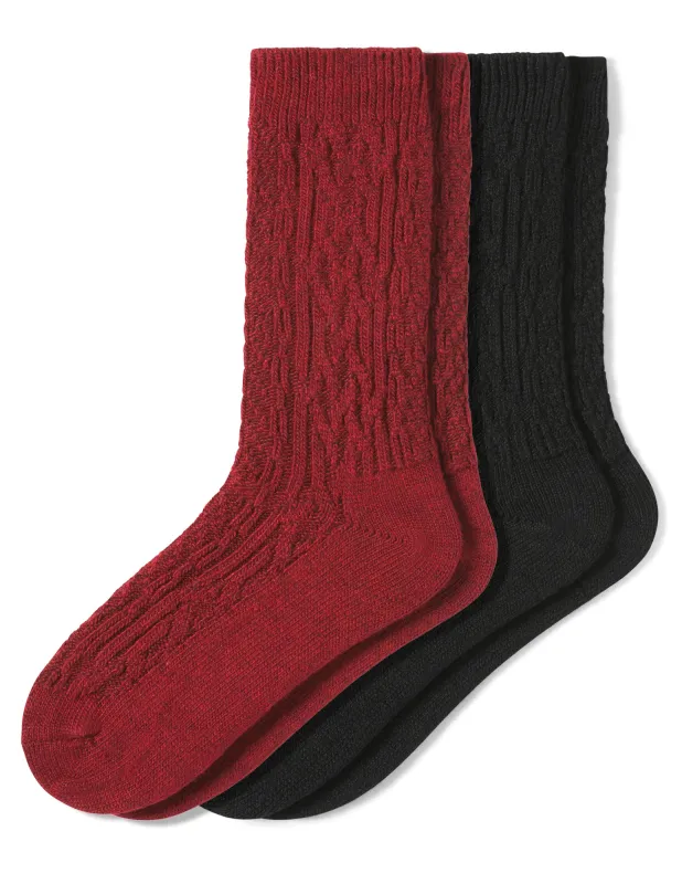 Cable Crew Sock 2 Pair Pack sold by HUE