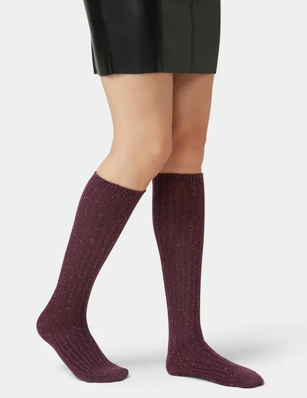 Ribbed Tweed Knee Sock sold by HUE