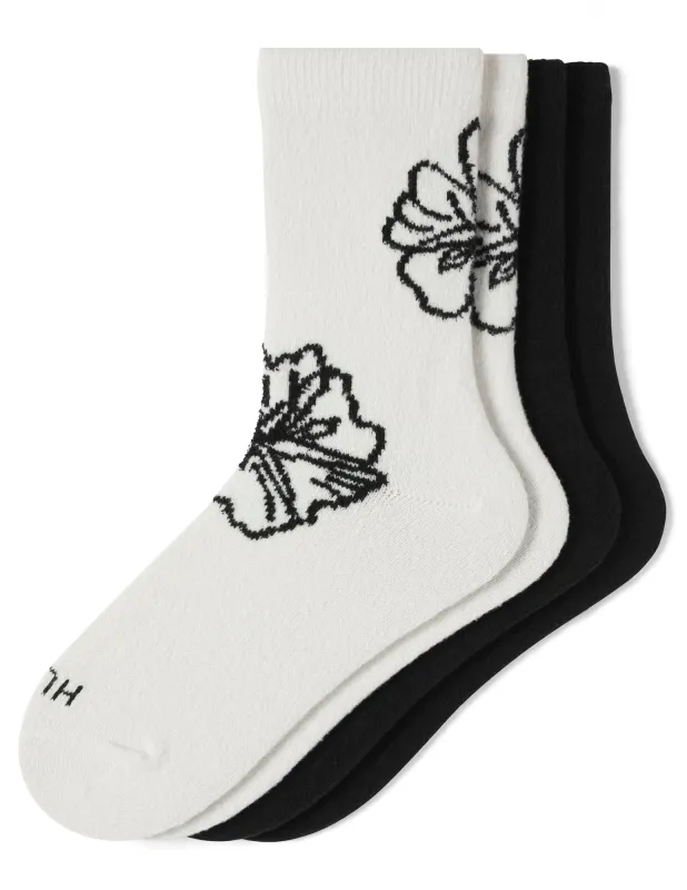 Placed Flower Crew Sock 2 Pair Pack sold by HUE