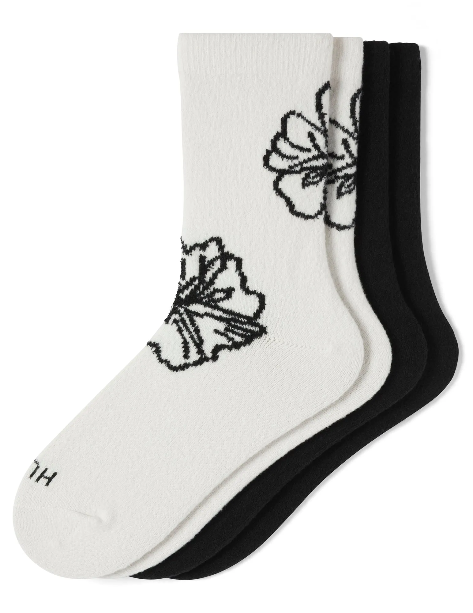 Placed Flower Crew Sock 2 Pair Pack sold by HUE