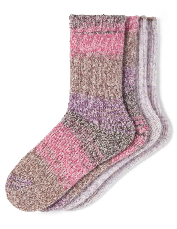Striped Tweed Cozy Crew Sock 2 Pair Pack sold by HUE