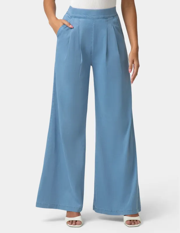 Fluid Denim Palazzo Pant sold by HUE
