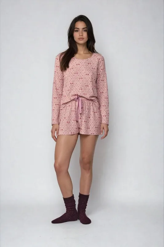 Long Sleeve Waffle Boxer Set made by HUE