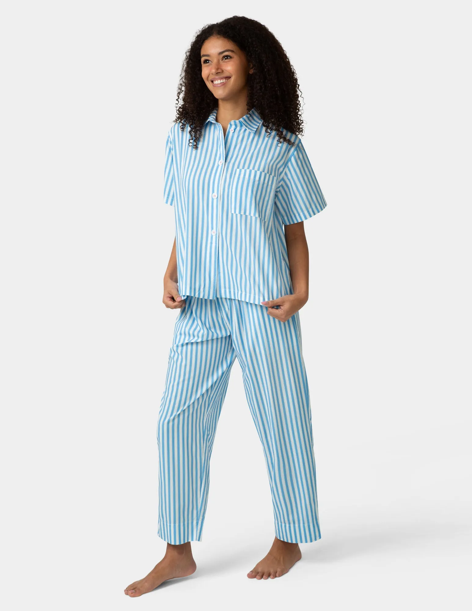 Short Sleeve Poplin Camp PJ Top sold by HUE product image thumbnail 5