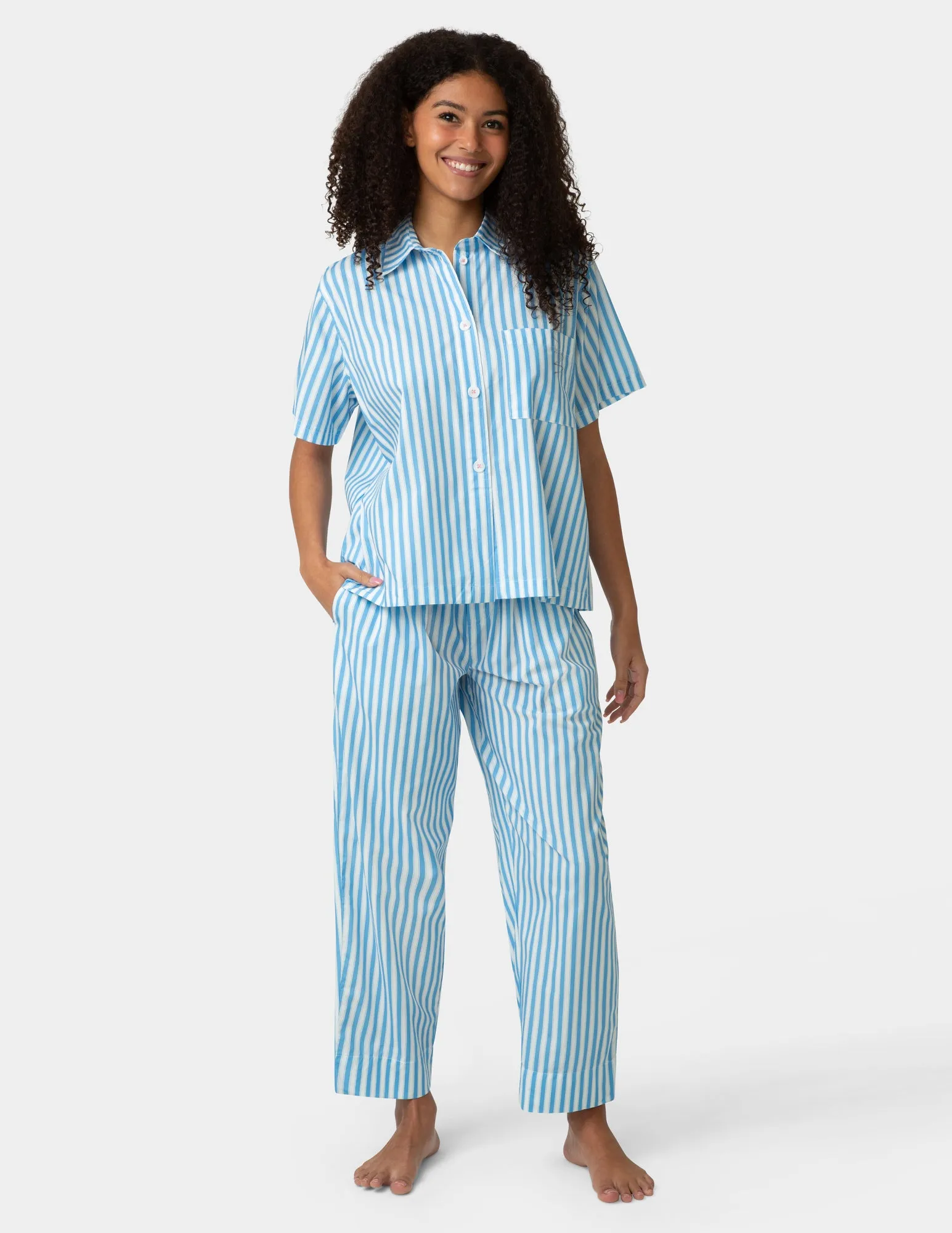Short Sleeve Poplin Camp PJ Top sold by HUE product image thumbnail 2