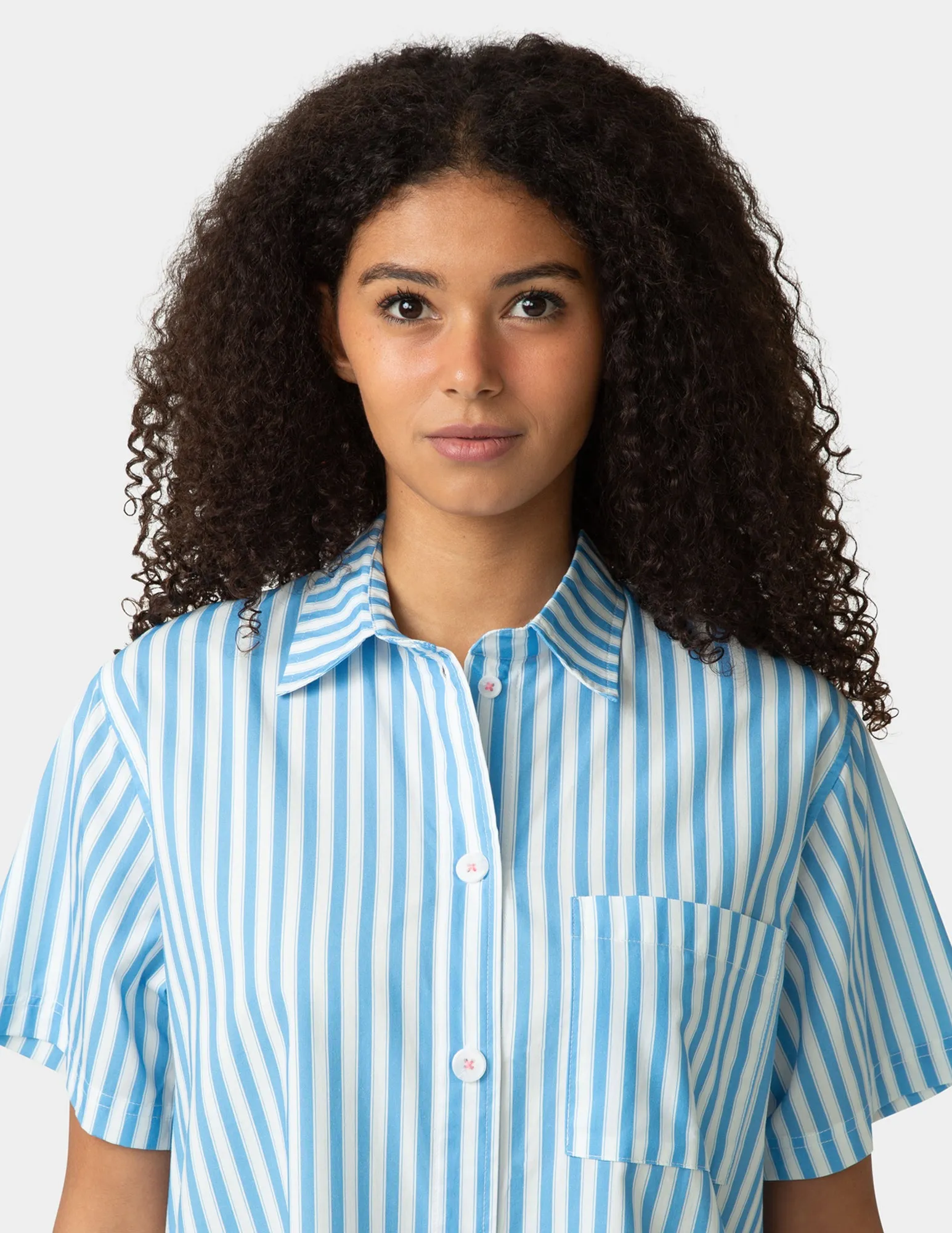Short Sleeve Poplin Camp PJ Top sold by HUE product image thumbnail 4