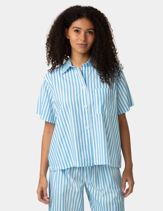 Short Sleeve Poplin Camp PJ Top made by HUE