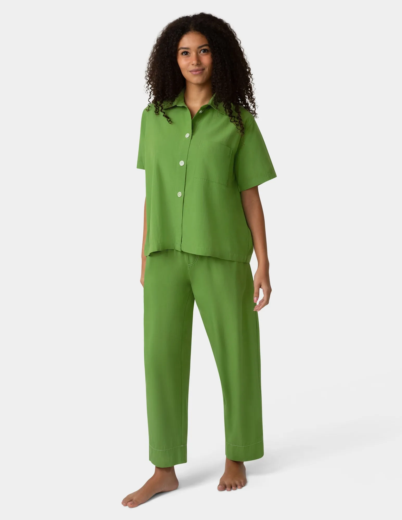 Short Sleeve Poplin Camp PJ Top sold by HUE product image thumbnail 2