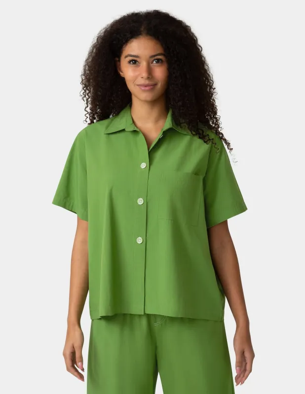 Short Sleeve Poplin Camp PJ Top made by HUE