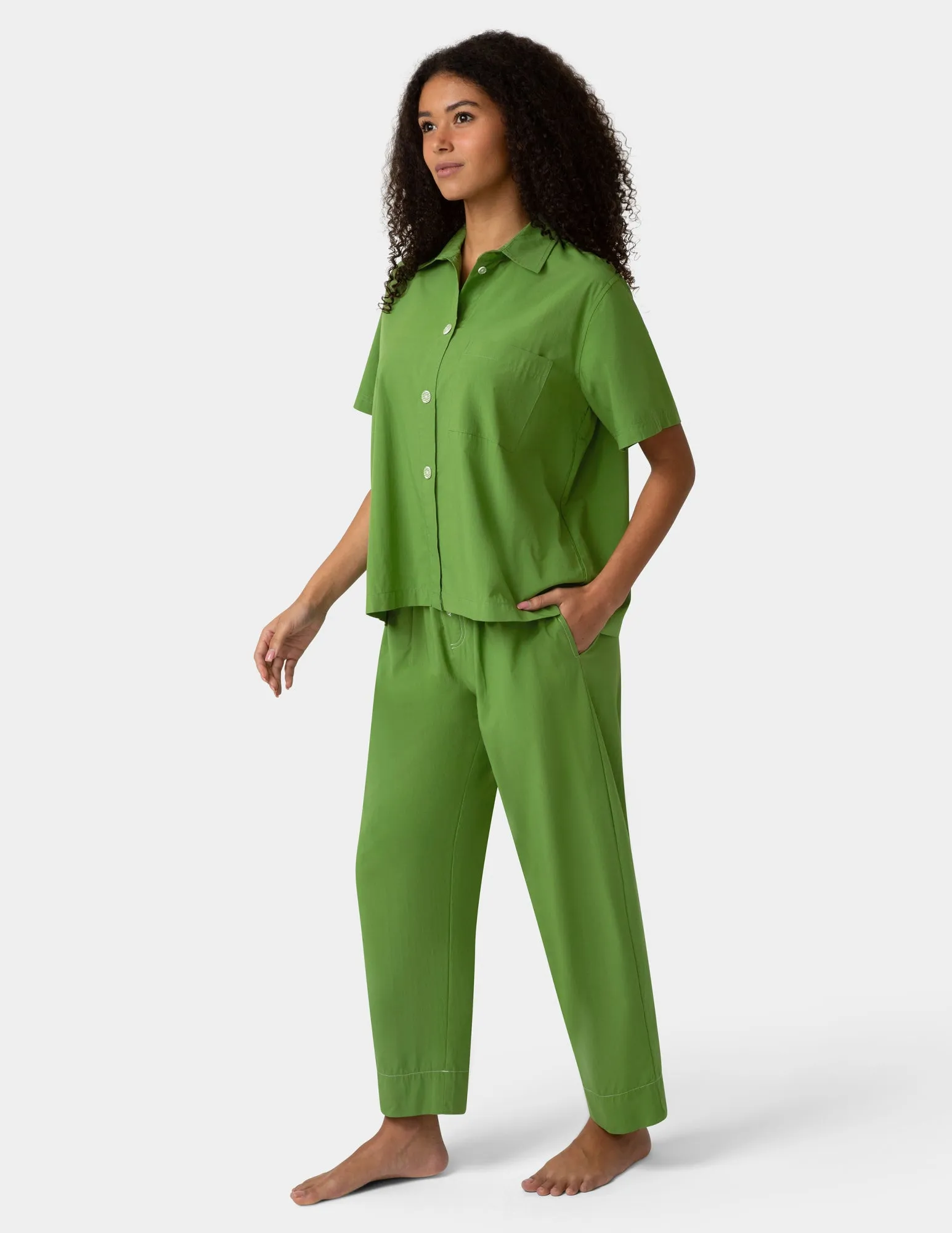 Short Sleeve Poplin Camp PJ Top sold by HUE product image thumbnail 5