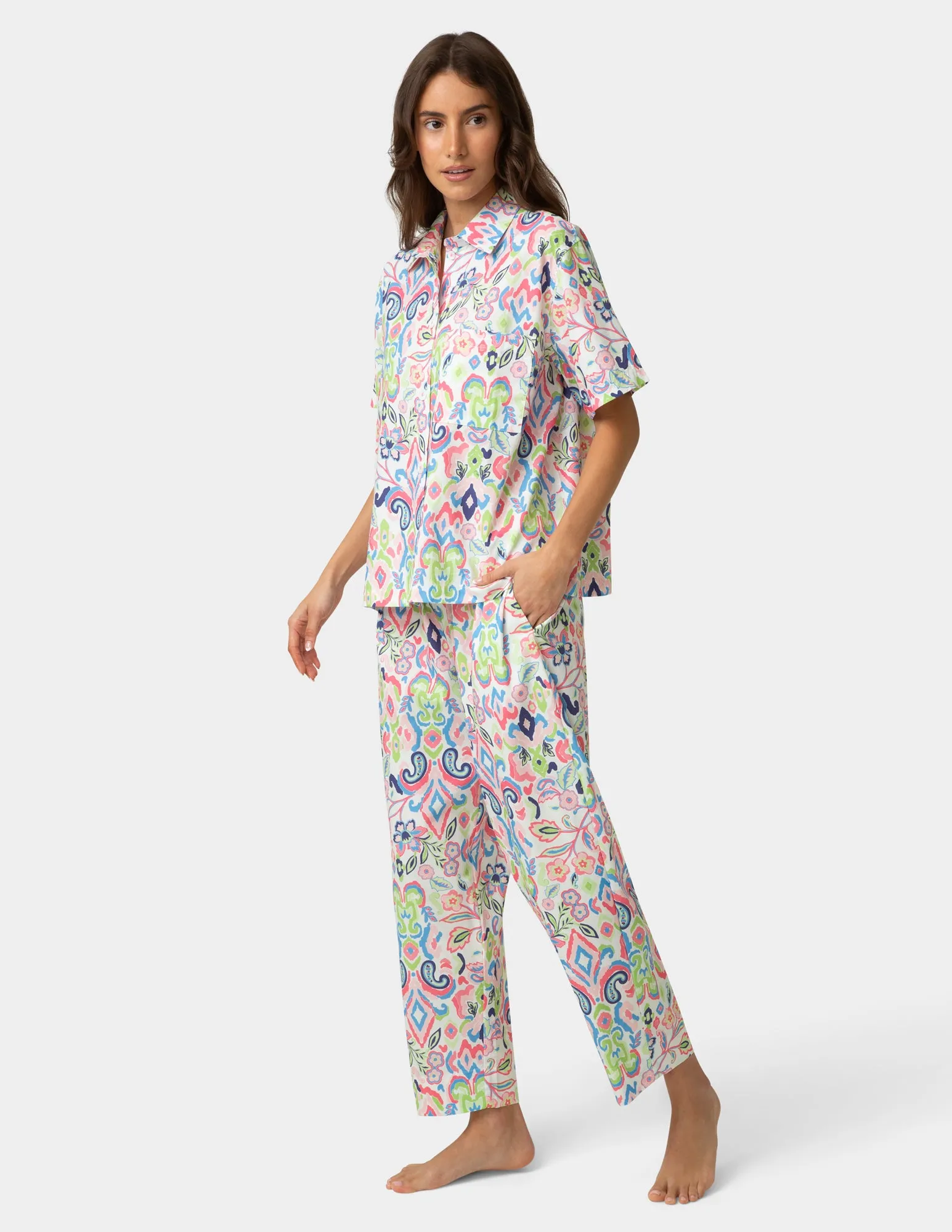 Short Sleeve Poplin Camp PJ Top sold by HUE product image thumbnail 5