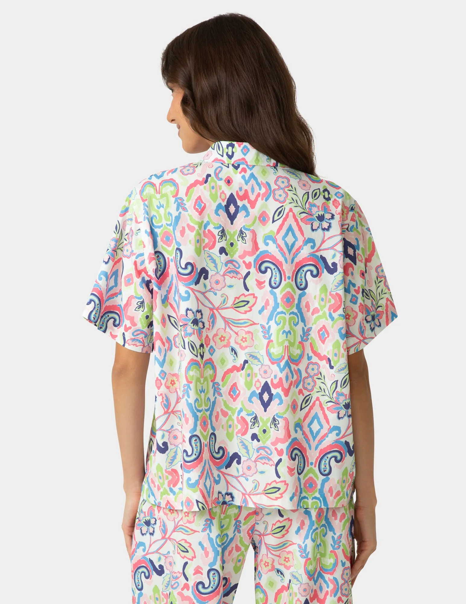 Short Sleeve Poplin Camp PJ Top sold by HUE product image thumbnail 3