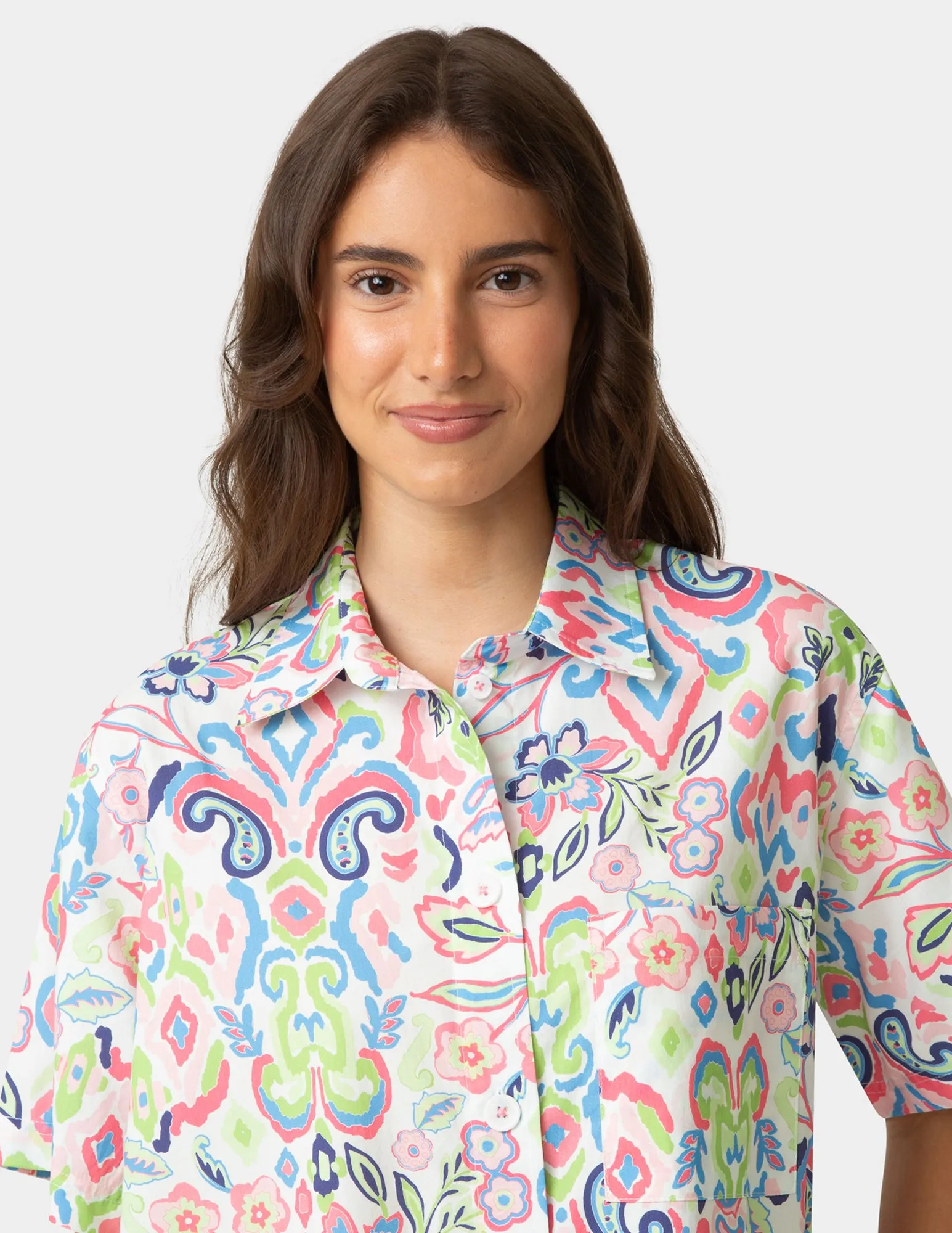 Short Sleeve Poplin Camp PJ Top sold by HUE product image thumbnail 4