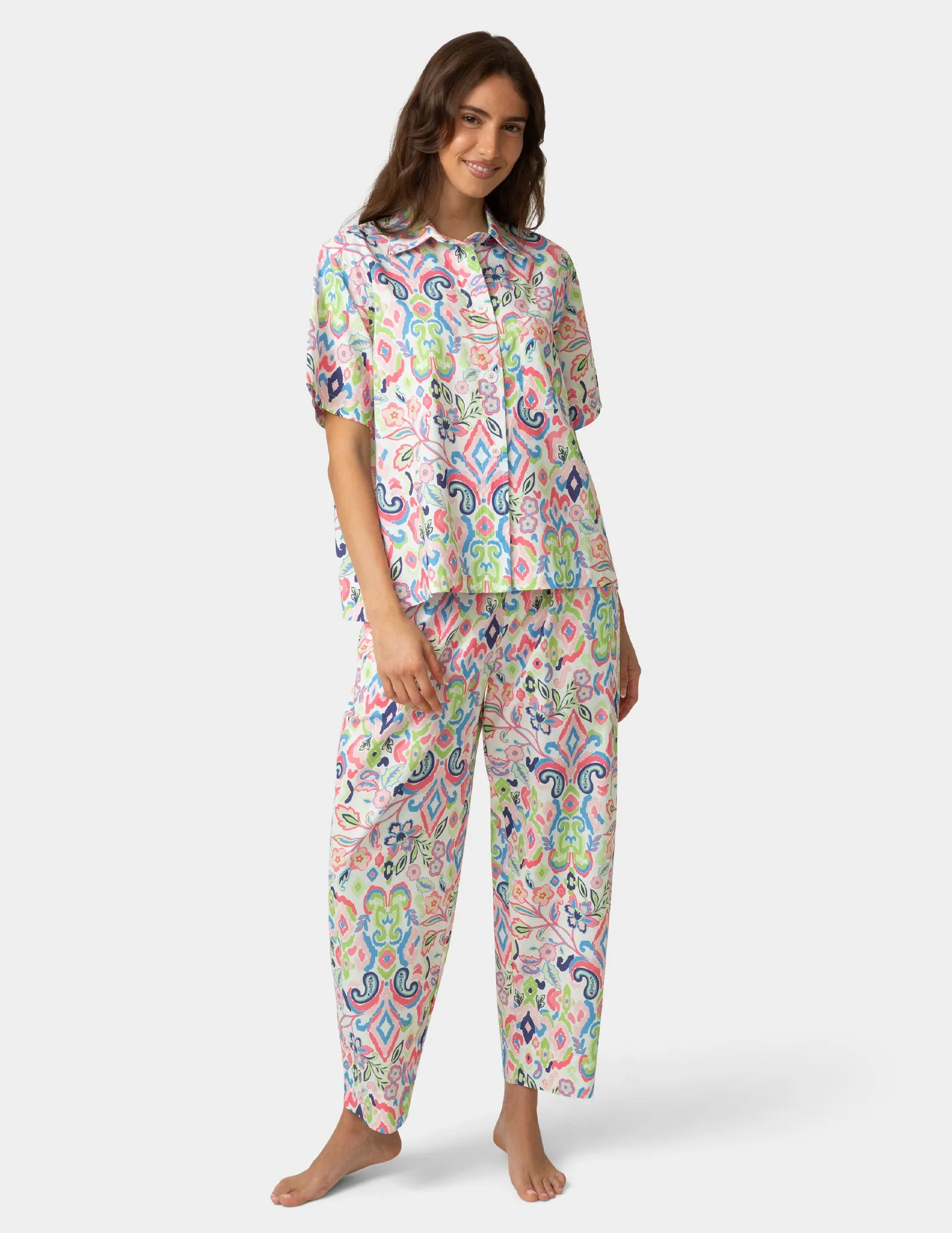 Short Sleeve Poplin Camp PJ Top sold by HUE product image thumbnail 2
