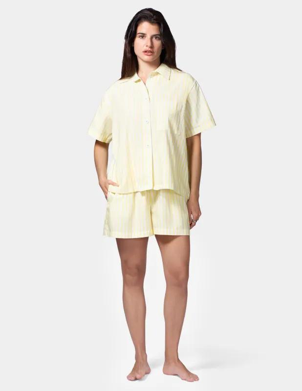 Short Sleeve Poplin Camp PJ Top made by HUE