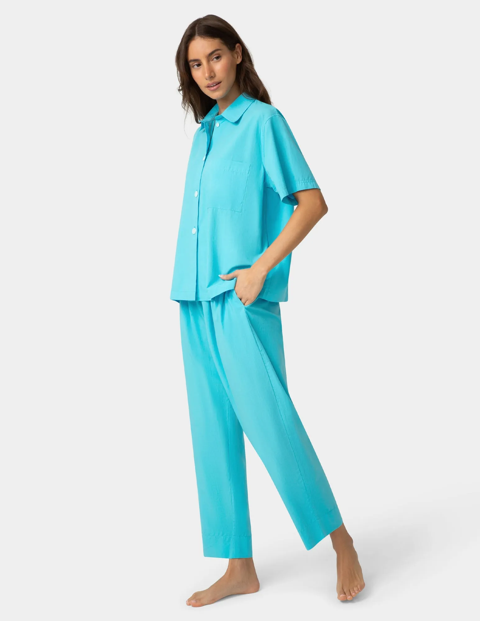 Short Sleeve Poplin Camp PJ Top sold by HUE product image thumbnail 4