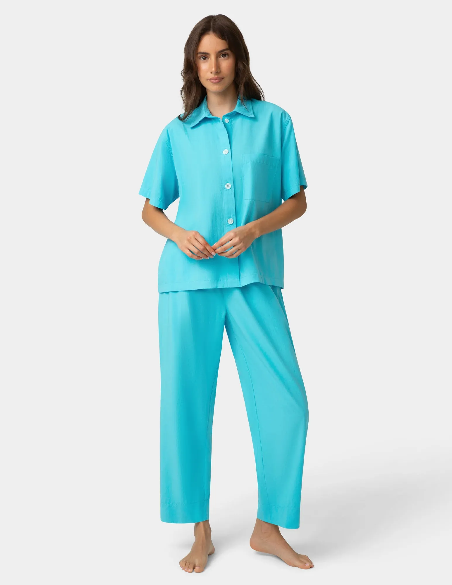Short Sleeve Poplin Camp PJ Top sold by HUE product image thumbnail 2
