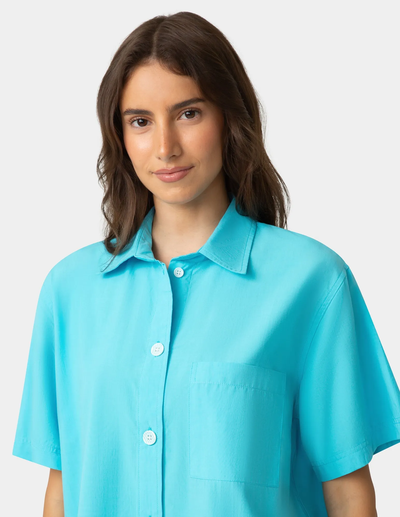 Short Sleeve Poplin Camp PJ Top sold by HUE product image thumbnail 5