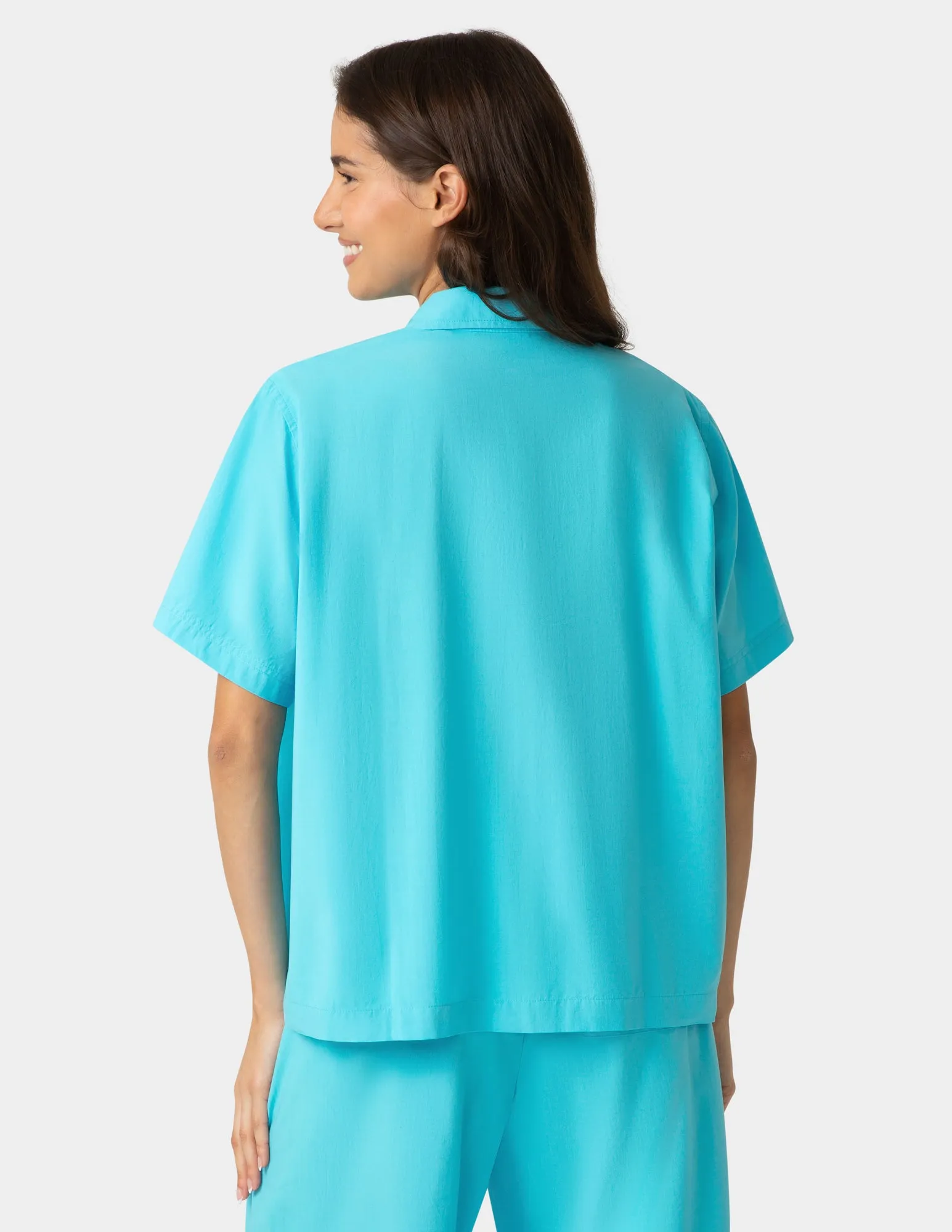 Short Sleeve Poplin Camp PJ Top sold by HUE product image thumbnail 3