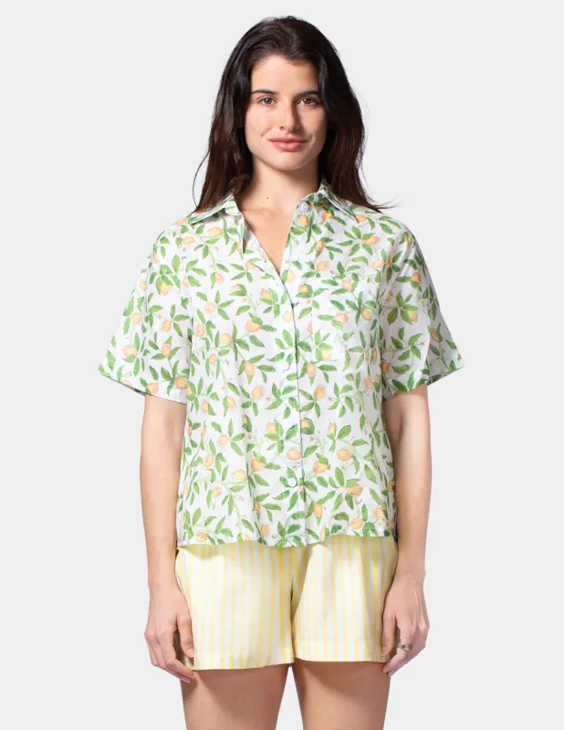 Short Sleeve Voile Camp PJ Top made by HUE
