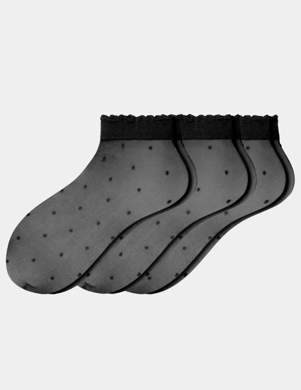 Sheer Pindot Anklet 3 Pair Pack made by HUE